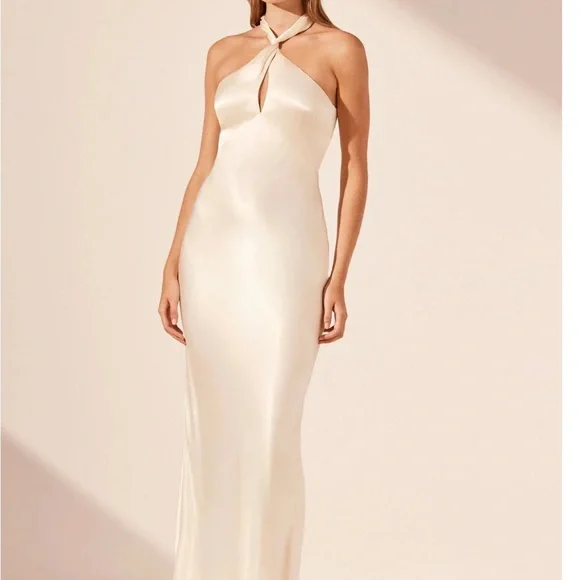 Shona Joy - La Lune High Neck Twist Maxi Dress - Cream